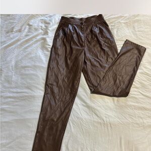 Princess Polly Chocolate Faux Leather Trousers